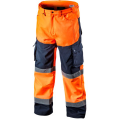 NEO High-visibility softshell work trousers, orange, size XXL