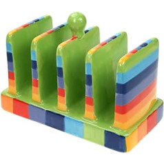 Windhorse Toastständer, regenbogenfarben, gestreift, Keramik – 17 ½ cm x 12 cm x 8 ½ cm – handbemalt