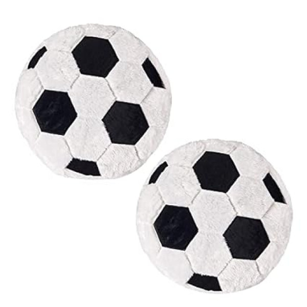MSUIINT 2 Pack Basketball Plush Cushion Fluffy Filled Football Cushion Ball Sports Back Cushion Soft Durable Sports Gift for Home Decoration (Football)