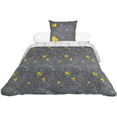 Soleil d'ocre Lisa Duvet Cover, Cotton, Grey, 140 x 200 cm
