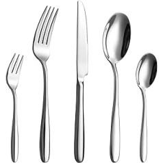 Velaze Stainless Steel Cutlery Set with 12 Knives / Forks / Spoons / Coffee Spoons for Gift, Dishwasher Safe, 30C
