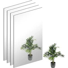 TSKDKIT Pack of 4 Wall Mirrors, Self-Adhesive Glass Mirrors, HD Decorative Wall Mirrors, 40 x 30 cm, Frameless Mirror, Large Full Body Mirror for Guest Toilet, Bathroom, Dressing Room, Living Room etc