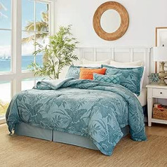 Tommy Bahama - King Size Duvet Cover Set, Cotton Bedding with Matching Pillowcases and Bed Skirt, All Season Home Decor (Abalone Blue, King)