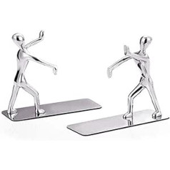 Meichoon NC10 Book Holder Desk Organiser Zinc Alloy Stainless Steel Humanoid Office Art Decoration Heavy Duty Bookends for Shelves/Office/School and Home