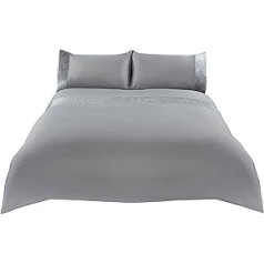 Sienna Glitter Duvet Cover with Pillowcase Sparkle Glitz Velvet Bedding Set - Grey Silver Double