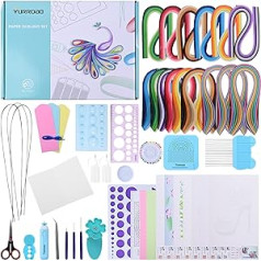 YURROAD Papier Quilling Set mit Quilling Streifen und Quilling Werkzeug, 15er Pack Quilling Papier 1860 Streifen, 32pcs Quilling Zubehör mit Quilling Stift Elektrisch Quilling Vorlage Quilling Brett