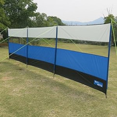 Wind Protection 500 x 140 cm with PVC Window Including Steel Poles and Tension Ropes • Sun Protection Privacy Screen Camping Patio Wall Garden Awning