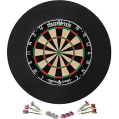 Stagecaptain DBS-1715 Bullseye Pro Dartboard with Arrows, Professional Steel Dartboard Made of Sisal, Dartboard with Thin Wires, Dart Board with 6 Darts and 4 Sets of Flights, Set Including Catchring