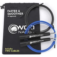 WOD Exercise Weight Nation Speed Rope. Flash Speed Skipping Rope for Performance Sports Crossfit, Boxing, MMA, Martial Arts Or Simply for Exercise. Adjustable for Men, Women and Children.