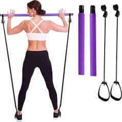 Pilates Bar Portable Yoga Stick Sports Swing Rod Adult Swing Stick Pilates Bar Kit Vibration Bar Fitness Equipment Full Body Training Pilates Exercise Stick Swing Rod Elastic Bar with Tough