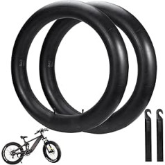 26 x 4.0 Fat Bike Inner Tubes (Pack of 2) with AV35 Schrader Valve - Ideal for Fat Tyre E-Bikes and Mountain Bikes (Includes 2 Tyre Levers)
