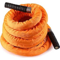 LKZL Exercise Battle Rope, Strength Training Rope with Protective Cover, Suitable for Home Gym Outdoor Cardio Workout, Anchor Included, Orange (Size: 10 m)