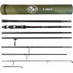 Rigged and Ready S Max und S Mid Travel Angelruten. 2 leistungsstarke Predator Carp Surf kompakte Multifunktionsruten, 2 Spitzen und Koffer für Reiseangler, Süß- und Salzwasserfische, 15 kg (33 lb)