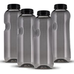 Kavodrink 4 x Tritan Water Bottle 0.75 L Water Bottle Black Sports Bottle BPA Free Bottle 750 ml
