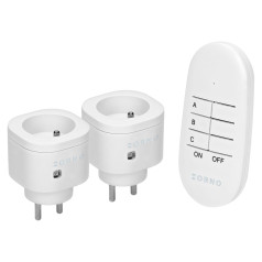 A set of wireless mini sockets controlled by a 2+1 remote control