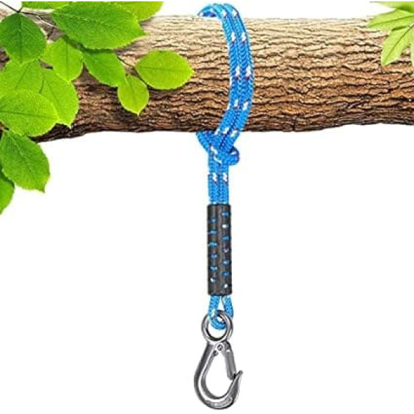 BeneLabel Hanging Rope, 0.5 m Hammock Swing Strap Attachment Suspension Cord with Hook (400 lbs) for Outdoor Tree Hanging Chair Playground Set, 2500 lbs, 10 mm Diameter, Blue