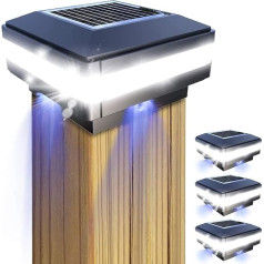 GEYUEYA Home Solar LED Post Lights Outdoor Garden IP65 Waterproof Square Black Landscape Post Lamp for Patio Fence Deck Wooden Posts (Pack of 4)