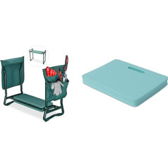 Relaxdays, Green Kneeler, Soft Knee Cushion, 2 Pockets, Foldable, Knee Aid Gardening, up to 150 kg, HBT 50 x 60 x 27.5 cm, Eva, Garden Bench & Windhager Premium Knee Cushion, Turquoise, 40 x 30 x 4