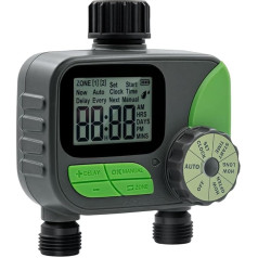 Mcbazel Watering Timer 2 Way 3 Modes Automatic Water Timer Watering Hose for Garden Lawn Manual / Automatic Support / Rain Delay / Low Warning