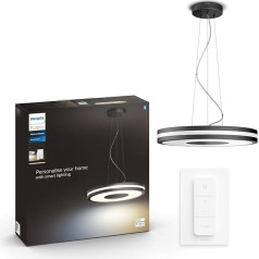 Philips Hue Being LED Pendant Light with Dimmer Switch, Dimmable, All White Shades, Controllable via App, Compatible with Amazon Alexa (Echo, Echo Dot), Black