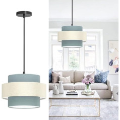 Depuley LED Pendant Light, Height-Adjustable Drum, Minimalist Pendant Light, E27 Lamp Holder, Dining Table Lamp, Ceiling Lamp for Bedroom, Kitchen, Balcony, Studio, Hallway