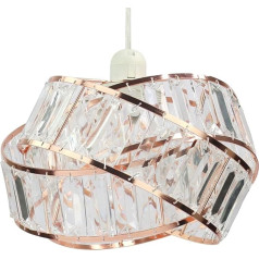 Half & Half Gloss Ceiling Lampshade Modern Polished Chrome Acrylic Clear Beads Interwoven Ring Lampshade Accessories Plastic/Metal Frame Cromi (Rose Gold)