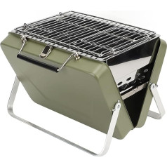 mumisuto Portable Charcoal BBQ Grill, Outdoor Garden Camping Picnic Grill, Foldable BBQ Camping Grill, Stainless Steel Smoker, for Camping, Outdoor Cooking, Picnic in the Backyard (Green)