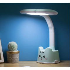 SXYSXYSXY LED Schreibtischlampe Tischlampe Kinder Leselampe Karikatur Verstellbare Schlafzimmer Nachttischlampe Button Switch DREI-Farben-Dimming for büro Schüler Augenschutzlampe,Blau