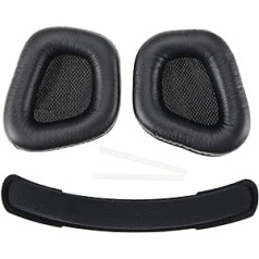 Be In Your Mind 1 Pair of Ear Pads with Headband Compatible with Corsair Void/Void Pro/RGB Elite Wireless Protein Leather Earphones Pads Replacement Black