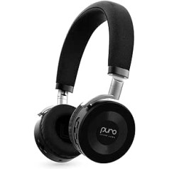 Puro Sound Labs JuniorJam Plus Volume Limiting Headphones for Kids, Safe Audio Protection for Hearing - Adjustable Bluetooth Headphones for Tablets, Smartphones, PCs (Black)