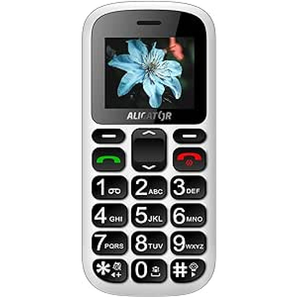 ALIGATOR Seniors AZA321WT Mobile Phone with 1.8 Inch Colour Display, SOS Button and Localisation, White 122 x 55 x 14 mm