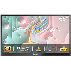 SYLVOX 65 Inch Outdoor TV Smart Google TV 4K HDR 1000nits LED HDR10 Google Assistant Chromecast, Dolby Atmos, IP55 Waterproof, 60Hz, WiFi, DVB-C/S2/T2, YouTube, Netflix, Deck Pro 2.0