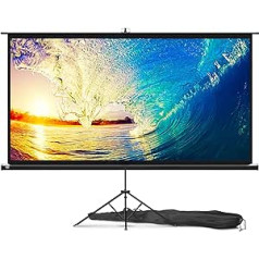 Projector Screen with Tripod 100 Inch - Projector Screen for Indoor and Outdoor Film and Office Presentations - Adjustable from 4:3 to 16:9 HD Premium Wrinkle Resistant Canvas Stand with Carry Bag