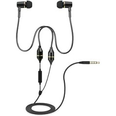 Docooler FC12 Stereo Music Audio Headphones 3.5 mm Anti Radiation Air Tube Headphones In-Ear Earphones with Microphone Black for Smartphones Desktop Laptop Tablet PC