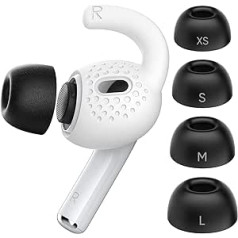 Gcioii 4 Pairs Memory Foam Tips and Ear Hooks Accessories for Apple AirPods Pro 2nd Generation (XS/S/M/L Buds)