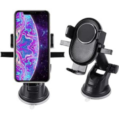 TUDO Car Phone Holder Shockproof Car Phone Holder Strong Suction 360 Degree Rotation One Button Release - Universal Windshield Dashboard Stand for Mobile Phones 9.7-17cm