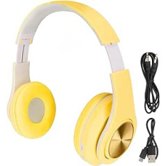 Elprico Bluetooth Headphones, Noise Reduction, Foldable Wireless Over-Ear Headphones with Colourful Light for Phone Laptop (Yellow)