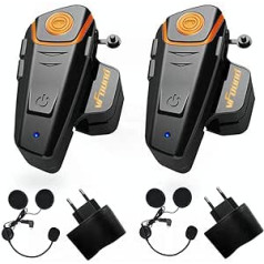 Qaurora BT-S2 1000m Bluetooth Headset Wasserdichtes BT Motorrad Motorrad Helm Intercom Interphone Headset f¨¹r 2 oder 3 Fahrer und 2,5 mm Audio f¨¹r Walkie Talkie GPS Hands Free MP3 Player FM Radio