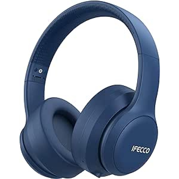 IFECCO Bluetooth Headphones, Over-Ear Headphones Wireless with Microphone, Foldable HiFi Stereo Wireless Headphones for Travel, Office, Mobile Phone, PC (Prussian Blue)