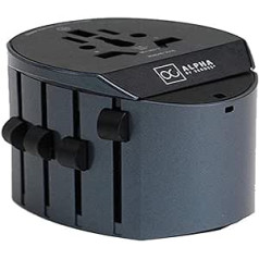 SKROSS Alpha Line Adattatore Universale da Viaggio Completo per Prese a 2 o 3 Poli - 10 A - Fino a 2,500 Watt (adatto anche a PC e Asciugacapelli) - 5 Anni Garanzia Internazionale, 1.104100, Black