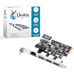 Donkey pc 3 Port Adapter USB 3.0 for PCI Express PCI Express PCI Express Convert PCI Port to Multi Port PCI-E to 3 Ports USB 3.0 RJ45 1Gbps