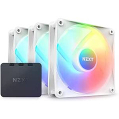 NZXT F120 RGB Core Triple Pack - 3 × 120mm Hub Mounted RGB Fans with RGB Control - 8 Individually Controllable LEDs - Semi-Transparent Fan Blades - PWM Control - CAM Software - White