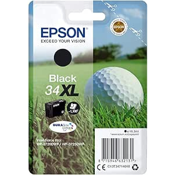 Epson Original 34 Ink Golf Ball, WF-3720DWF, WF-3725DWF, Black xl