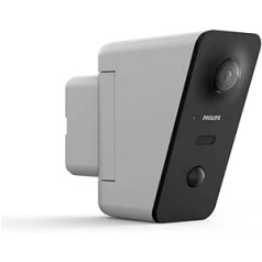 Philips Welcome Philips Ultra HD 2K Outdoor Motorised and Connected Detection Camera with Human Shape, Auto Tracking, Built-in Siren, 105 dB, Emergency Battery, Night Vision, IP66