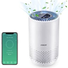 AIMOX Smart WiFi Air Purifier for Home, with Air Quality Sensor, 3 Speeds, Quiet Sleep Mode, Timer, Night Light, CADR 136 m³/h, HEPA Filter, Works with App Alexa & Google