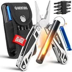 Aventuris® multi-tool fire steel set, survival outdoor equipment for any situation, 21 functions multi-tool combined with fire steel as a set. An outdoor knife with fire steel XXL