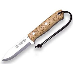 Joker Nórdico CL119 Survival Knife Curly Birch Handle 10cm Böhler K720 Carbon Steel Blade with Brown Leather Sheath Tool for Fishing, Hunting, Camping and Hiking