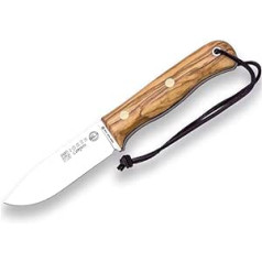 Joker Bushcraft BS9 Campero CO112 Knife Belt Knife with Olive Wood Handle Leather Sheath Blade 10.5 cm Steel Sandvik 14C28N Tool for Fishing, Hunting, Camping and Hiking