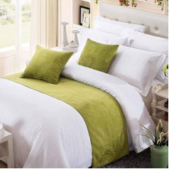 OSVINO Bed Runner, 1 x Piece, Chenille, Plain, Fluffy Heat Retention Bed Sheet for Sofa, Bedroom, Hotel Room (240 x 50 cm for 180 cm Bed, Green 1)