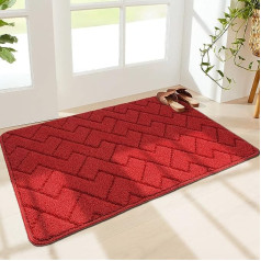 Walensee Indoor Doormat, Front Door Mat for Entrance (60 x 90 cm, Red) Machine Washable, Entryway, Non-Slip, Absorbent, Shoe Scraper, Interior Mats for Entrance